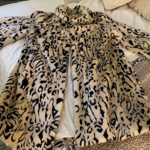 H&M White Leopard Coat